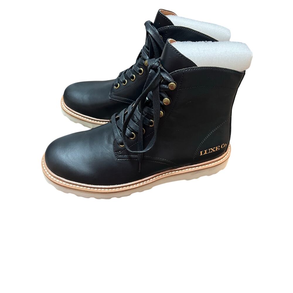 Australia Luxe Men’s Ridgemont Black Waxed Leather Boot Size US 9